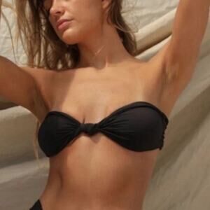NWT Stone Fox Swim Lele black bandeau knit bikini top, XL